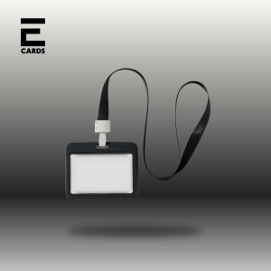 Double-sided Horizontal Transparent eCard Holder with Lanyard