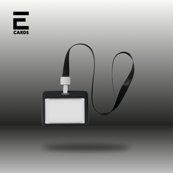 Double-sided Horizontal Transparent eCard Holder with Lanyard