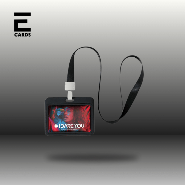 Double-sided Horizontal Transparent eCard Holder with Lanyard