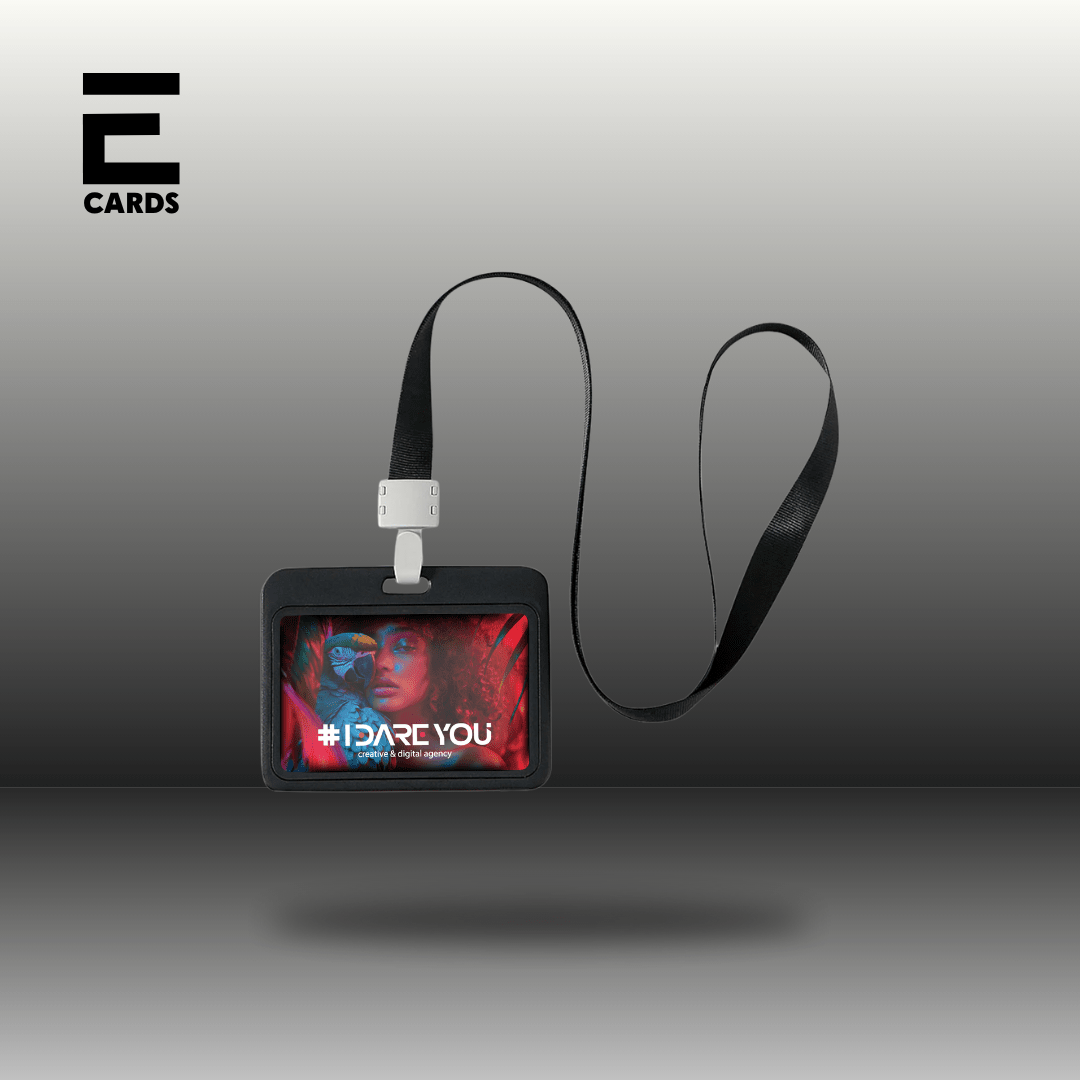 Double-sided Horizontal Transparent eCard Holder with Lanyard