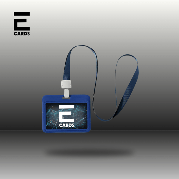 Double-sided Horizontal Transparent eCard Holder with Lanyard